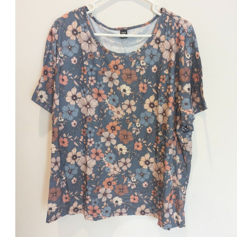 Shein curve women's blue floral blouse size 3XL